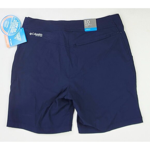 Columbia PFG Womens 10 Short Navy Omni Shield UPF 50 Repellency Logo Shorts NWT - Picture 1 of 16